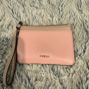 Furla Pink and Beige Wristlet Clutch